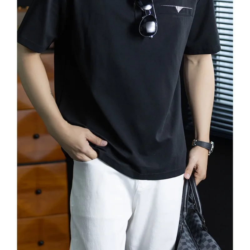 Mens Polo Shirts Breathable Short Sleeve T Shirt Casual Soft Cotton Placket Design Summer Light Business Relaxed Fit