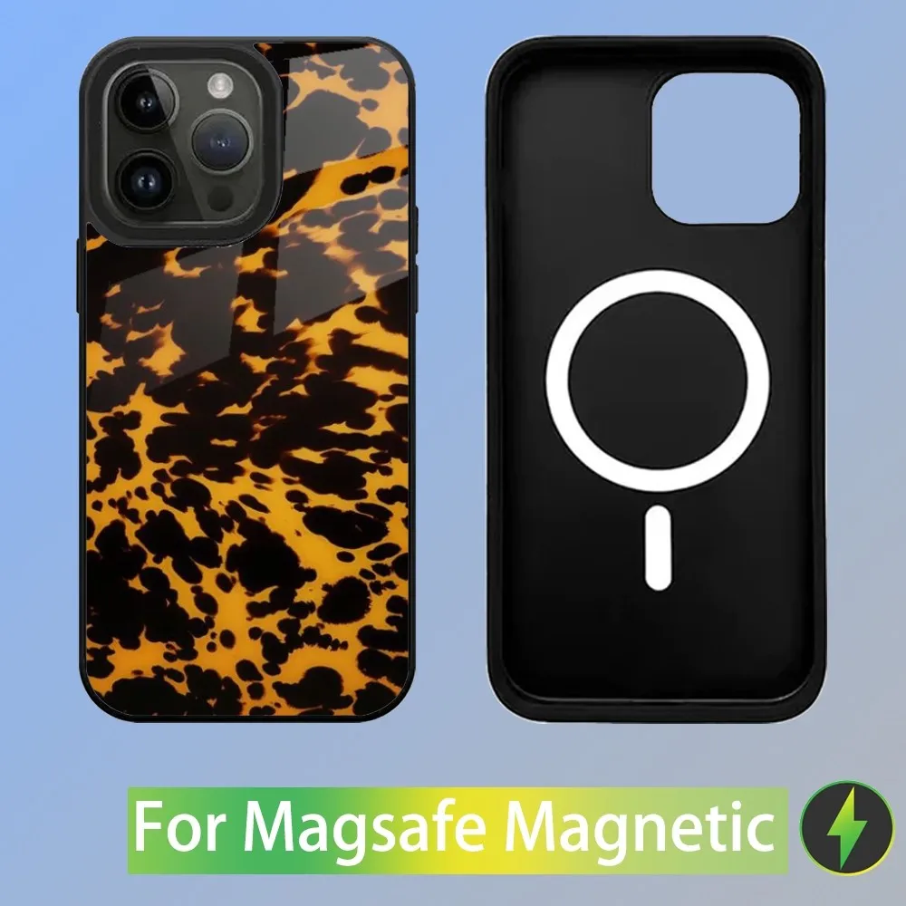 Tortoise Shell Marble Phone Case For iPhone 15,14,13,12,11,Plus,Pro,Max Mini Magsafe Magnetic Wireless Charging