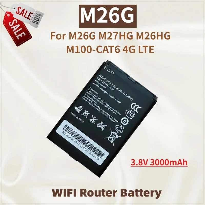 

Высококачественная батарея M26G 3.8V 3000mAh для маршрутизаторов M26G, M27HG, M26HG, M100-CAT6 4G LTE WIFI, новая сменная батарея