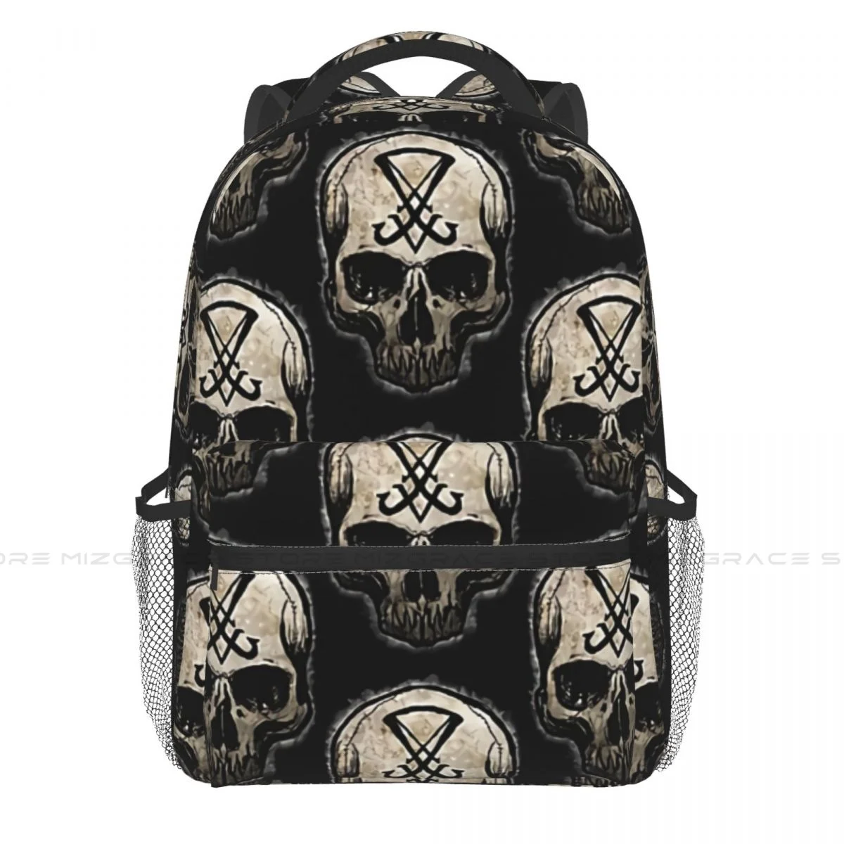 Sigil Of Lucifer Skull Casual Knapsack for Men Women Student Books Backpack School Laptop Bag Soft Rucksack