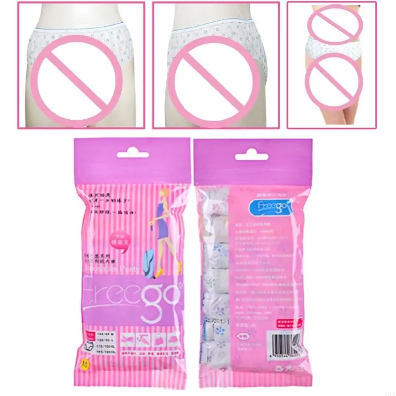 

Q1FE 7pcs/pack Women Disposable Non Woven Briefs Colorful Floral Printed Underwear