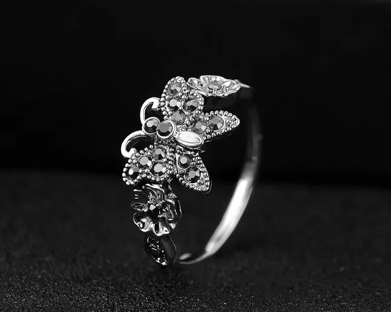 Iutopian Brand New Arrival Vintage Retro Elegant Butterfly Flower Ring Anels For Women Anti Allergy Not Fade #RB00141