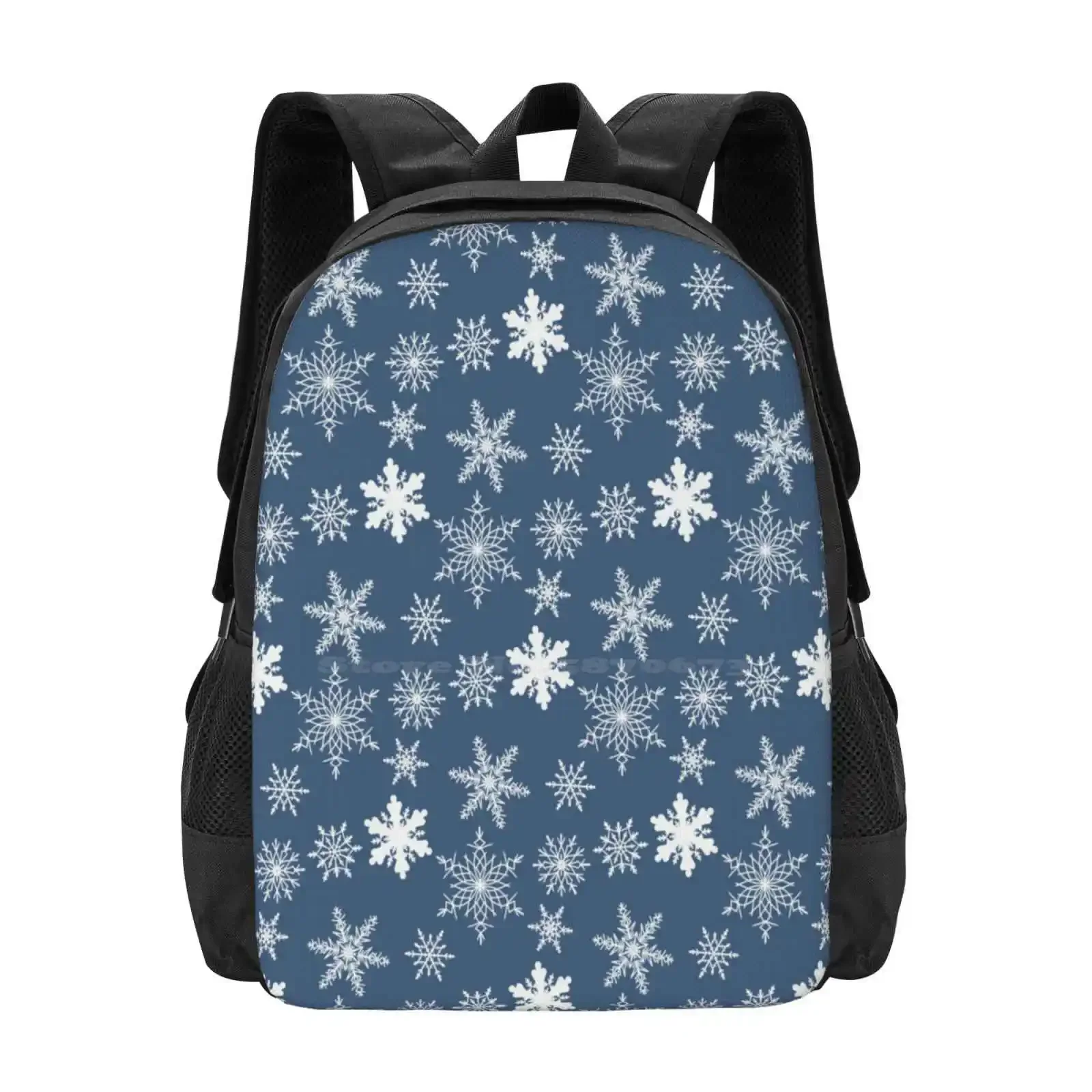 

Snowflake Blue Hot Sale Schoolbag Backpack Fashion Bags Snowflake Winter Christmas Break Cold Season Holiday Frosty Children