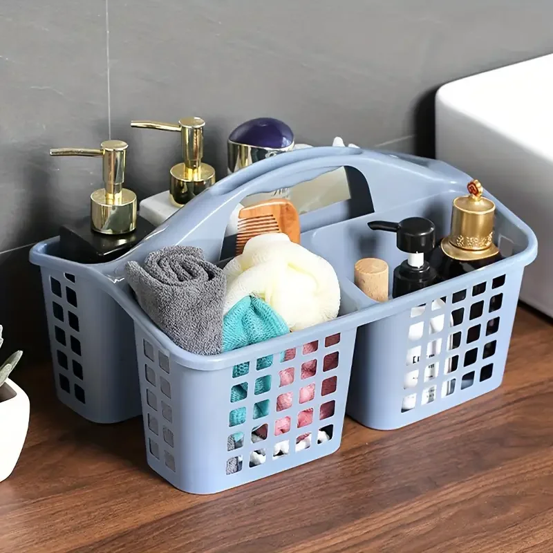 

1PC Multi Functional Bathroom Basket With Handle Portable Shower Storage Organizer With Practical Hooks Home Bathroom Supplies