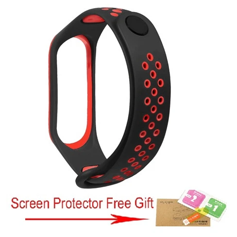 Esporte pulseira de silicone cinta para xiaomi mi banda 4 mi4 relógio inteligente substituição pulseira com filme tela