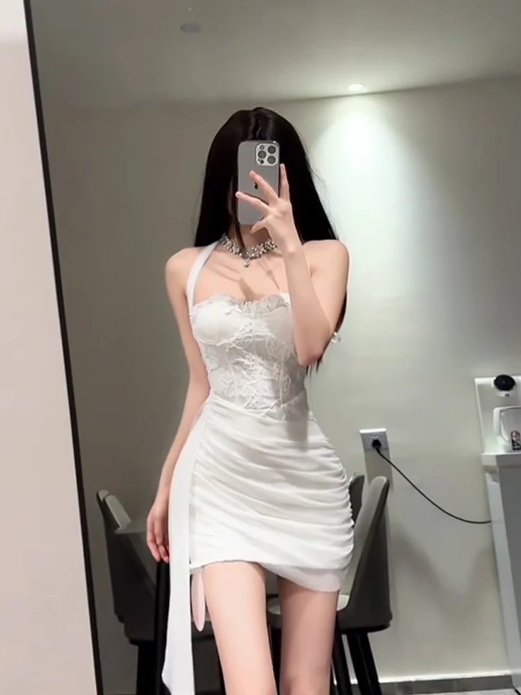 

Keni plus Size Pure Desire Neck Hanging Dress Women Summer Fat MM Pleated Sash Waist Inward Shorts Skirt Commute Style High W...