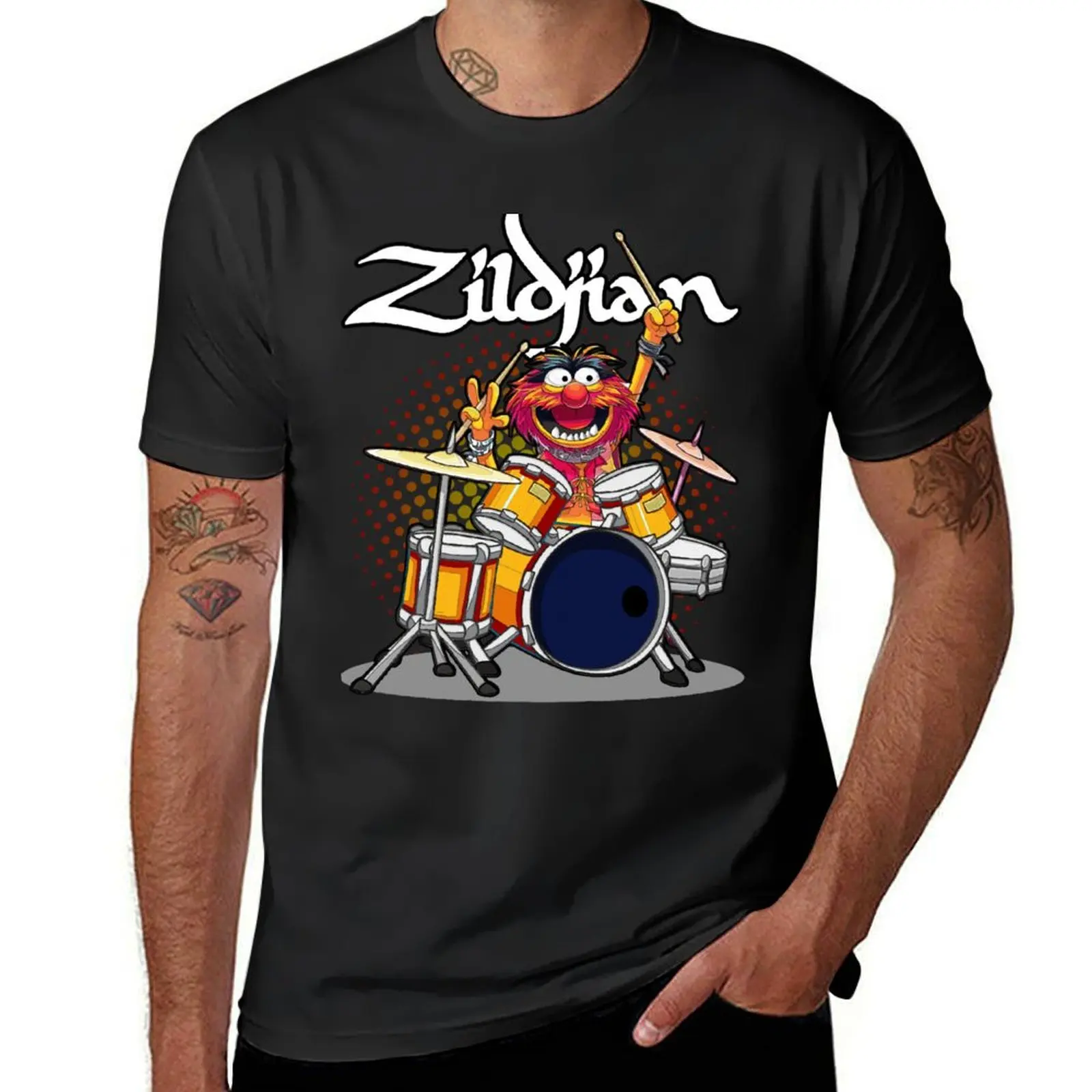 ANIMAL DRUMMER ZILDJIAN CYMBALS T-Shirt hippie clothes animal prinfor boys mens t shirts casual stylish