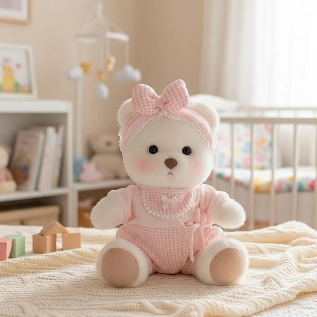 Lena Bear Plush Doll Dress Up Latest Cute Baby Crawler Girl Hugs Plush Doll Pink Blue Set Bow Decoration Gift 30cm