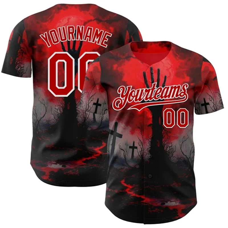 Personalized Halloween Baseball Jersey Custom Team Name Number Pumpkin Moon Bat Print Baseball Shirts Men Women Holiday Costume