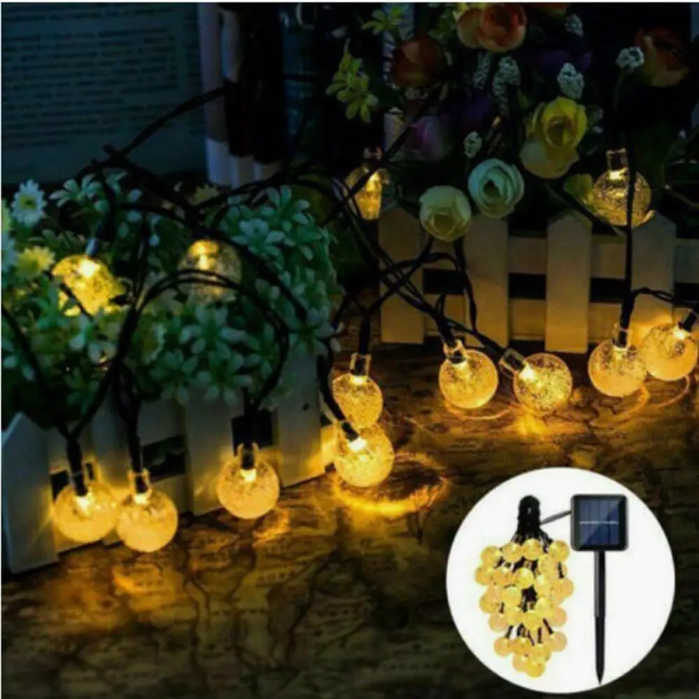 Impermeável colorido Solar String Lights, Globo String Lights para jardim ao ar livre, Yard Party Decoration, 60 LED, 36 pés, 8 modos