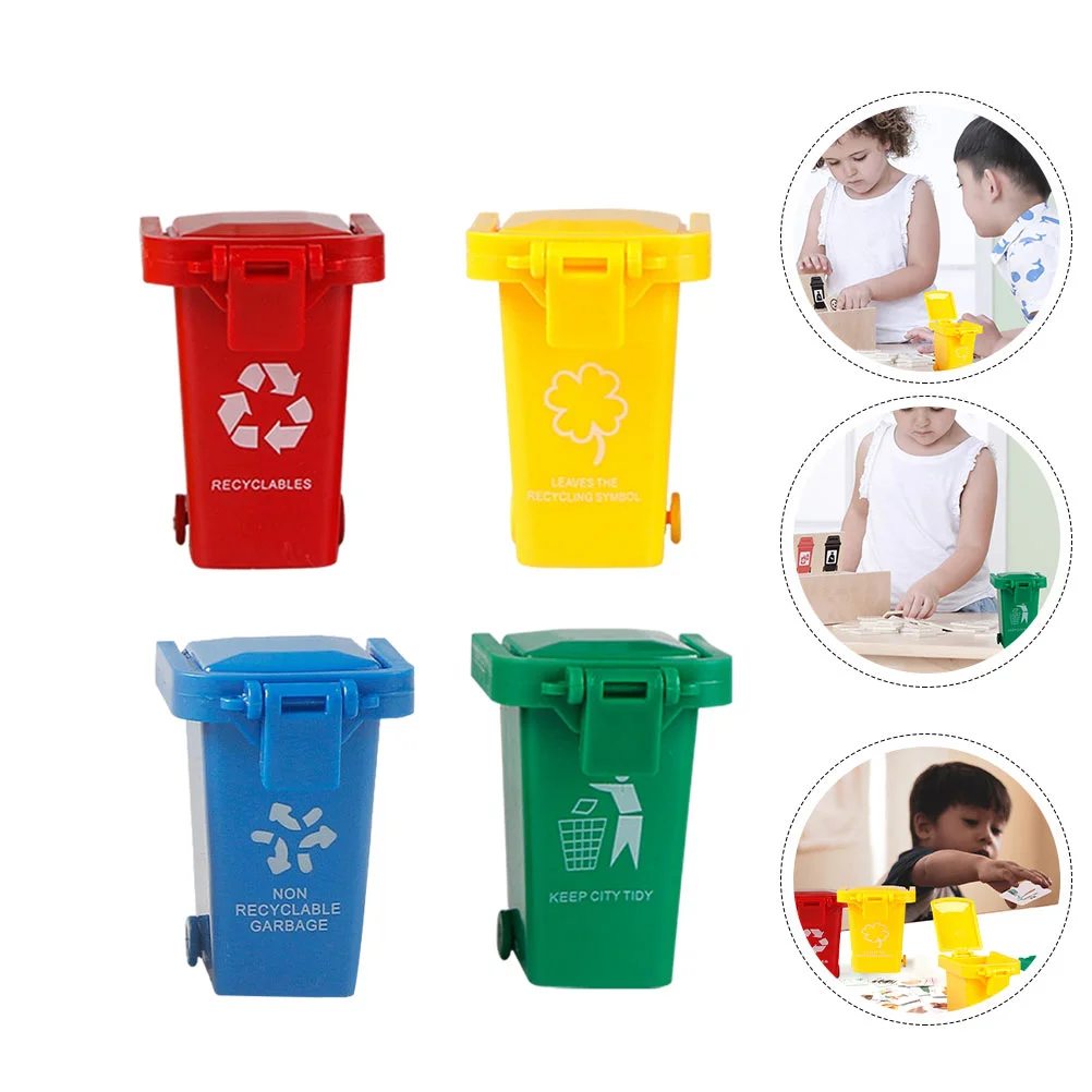 Garbage Toy Can Trash Mini Truck Bin Cans Kids Miniature Curbside Sorting Recycle Vehicles Desk Bins Game Tiny Boy