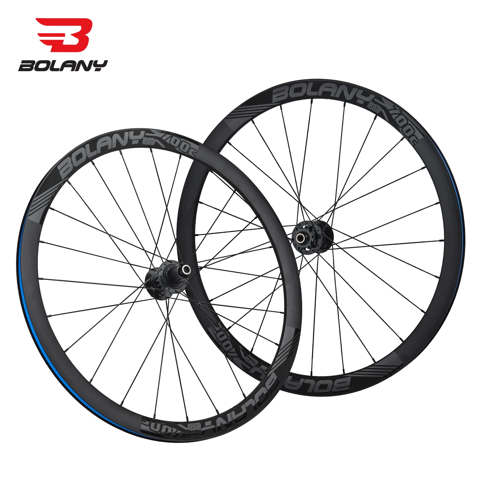 BOLANY 700C Road Bike Wheelset 40mm Aluminum Alloy Disc Brake Thru Axle Lightweight Road Bicycle Wheels Road Bike Components