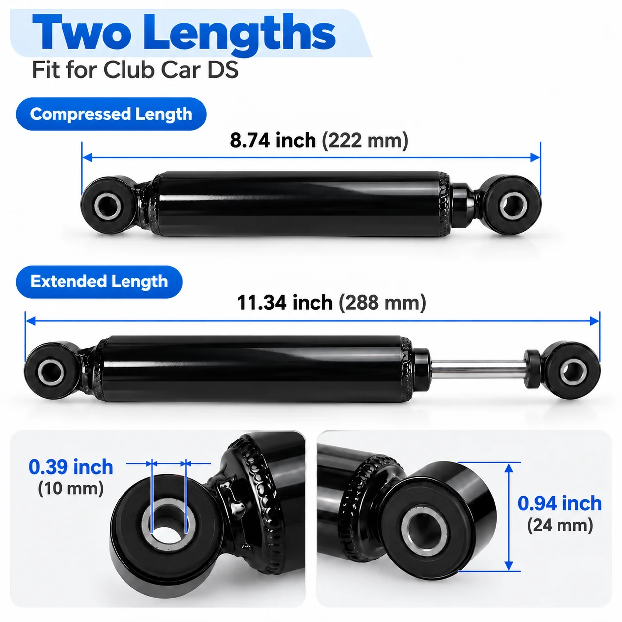 2PCS Golf Cart Shock Absorbers, Front For Club Car DS, OEM#1014235 103351001