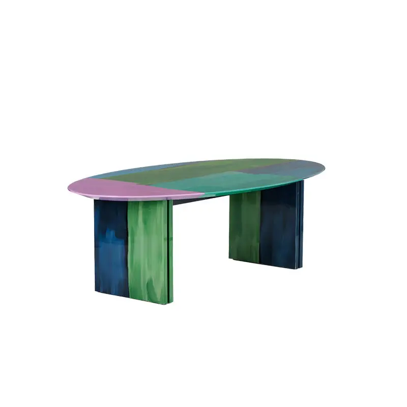 

Hand painted personalized graffiti living room oval coffee table