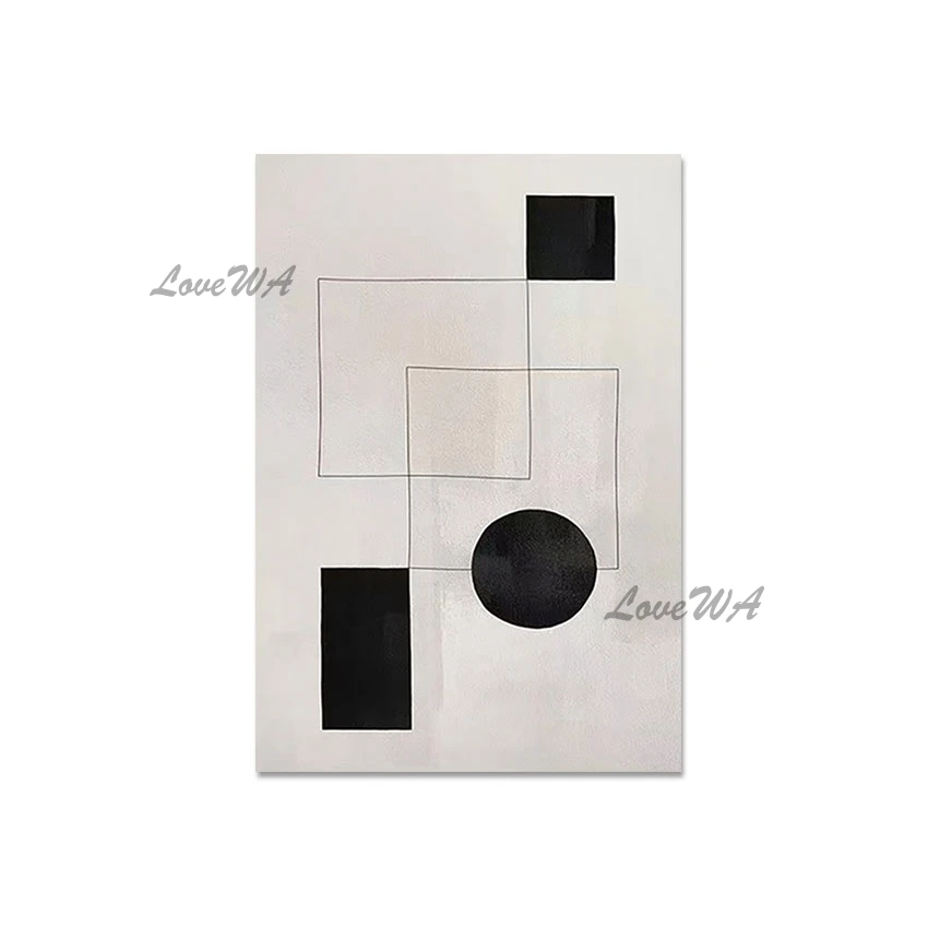 

Simple Black White Geometry Shape Texture Design Picture Abstract Artwork Frameless 3d Wall Art Oil Paintings On Canvas China