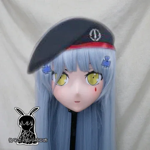 (Rabbit 81) Resin Cross Dressing Pretty Girl Head BJD Doll Cosplay Mask Japanese Anime Kigurumi Mask Cosplay with Backshell