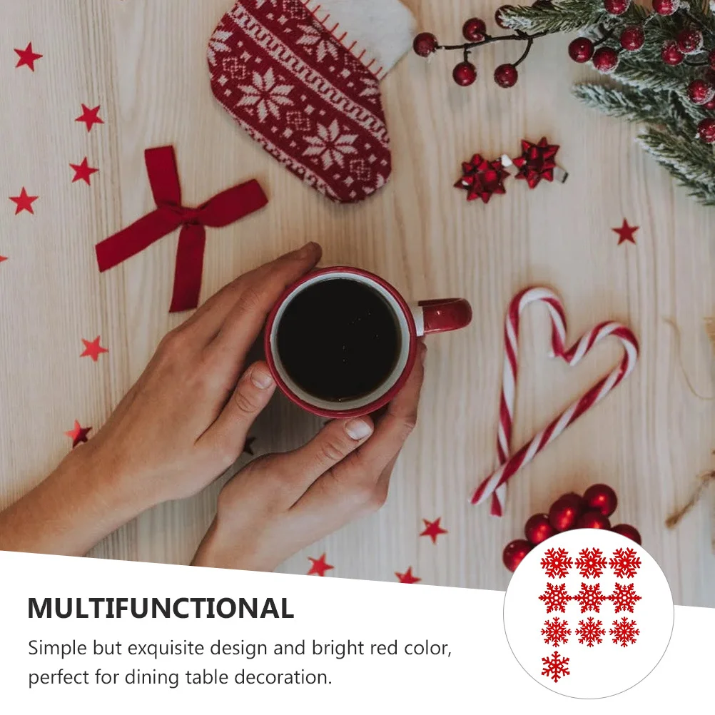 

10Pcs Snowflake Design Cup Mats Felt Material Non Slip Table Mat Christmas Theme Red Decor for Dining Table Heat Insulation Pad