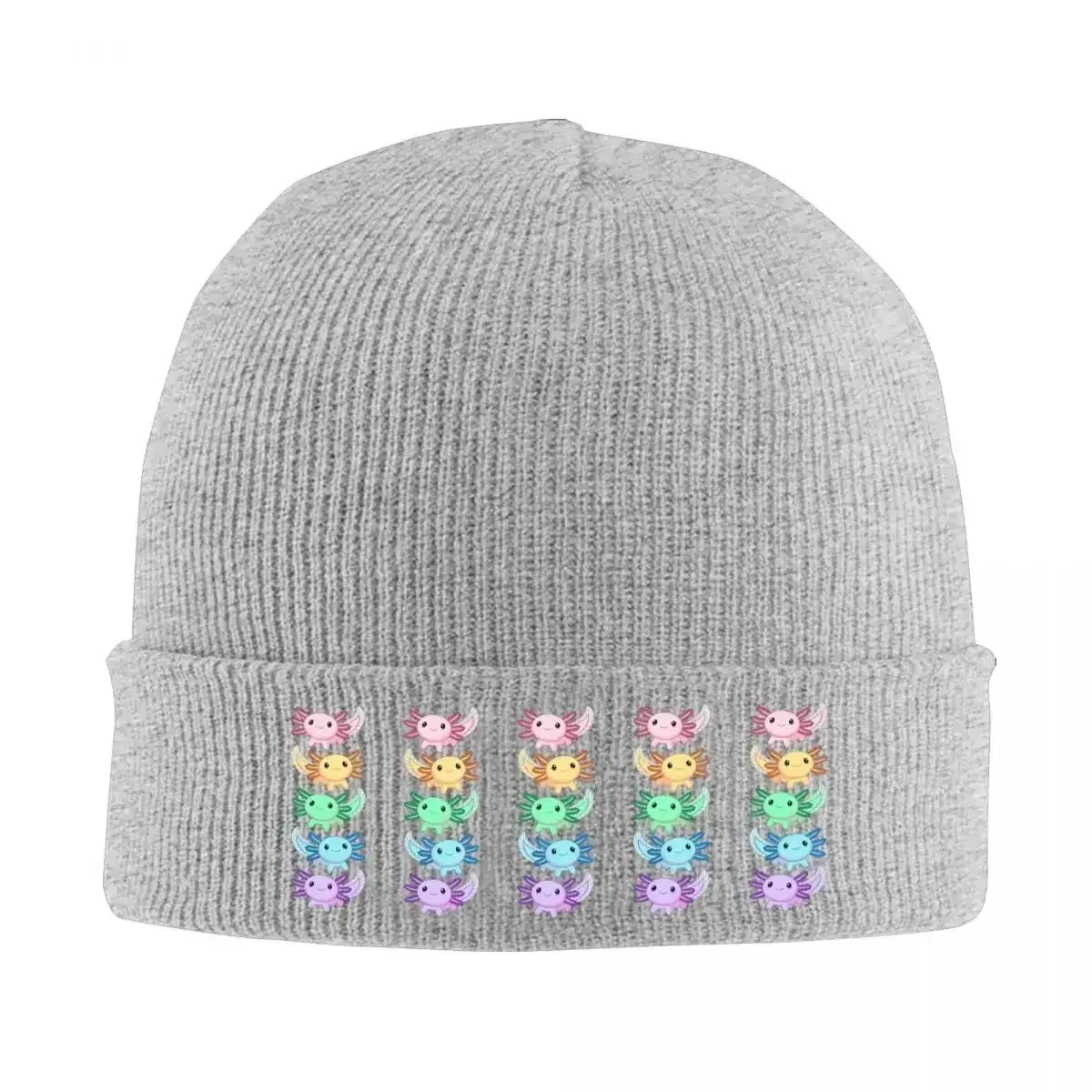 Rainbow Axolotl Warm Knitted Cap Hip Hop Bonnet Hat Autumn Winter Outdoor Beanies Hats For Unisex Adult