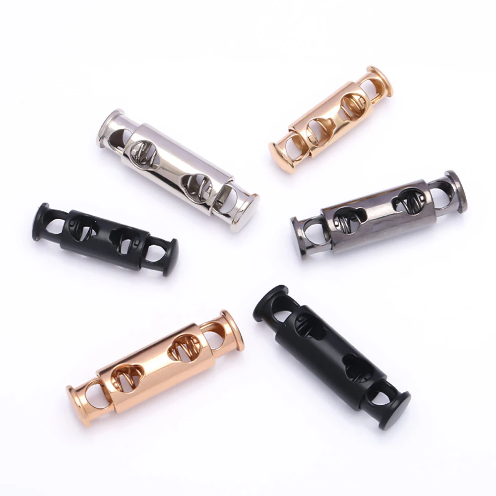 

10Pcs Metal Double Hole Head Spring Buckle Cord Lock Elastic Adjustment Buckles Tightening Fasteners Locks Sewing Accessories