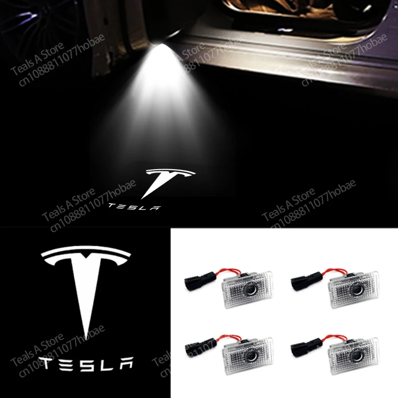 For Tesla Model Y 3 S X Car Door LED Logo Projector puddle lights Ultra-Bright Welcome Light 3D Laser Ghost Shadow Light Model 3