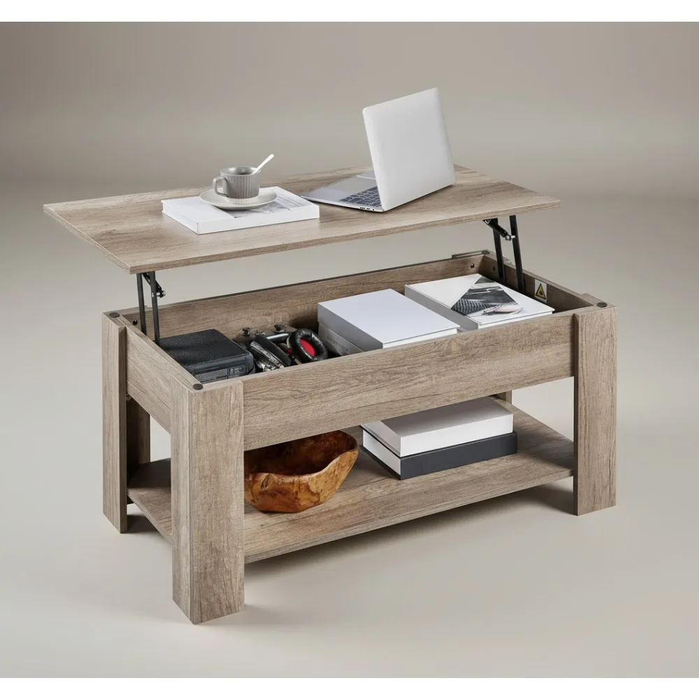 

Lift Top Coffee Table with Hidden Storage, Multi-functional Rising Tabletop for Small Apartments Living Room