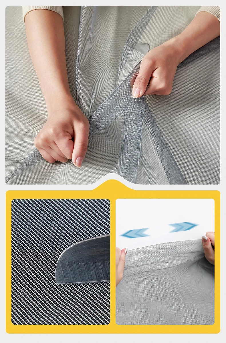 Magnetisches Moskitonetz mit Anpassbarer Maschengröße, Unsichtbar und Selbstklebend für Küche, Wohnzimmer, Innenräume, Türvorhang, Mosquitera – Detail 9