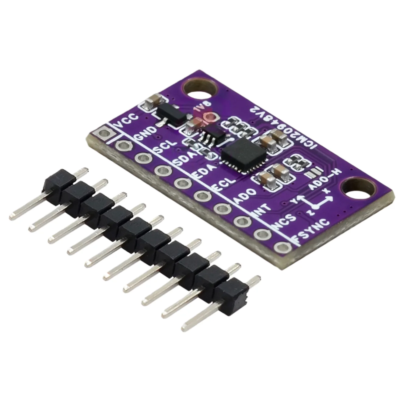 Das ICM20948V2 9DOF-Modul, ein neunachsiger Sensor für Beschleunigungs- und Magnetfeldmessungen, ersetzt die Modelle MPU-9250 und 9150. – Detail 2