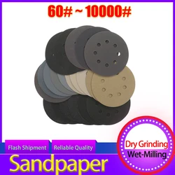 5inch Sandpaper 125mm 60-10000 grit Round Shape Sanding Discs Hook Loop Sanding Paper Buffing Sheet Sandpaper 8 Hole Sander Pad