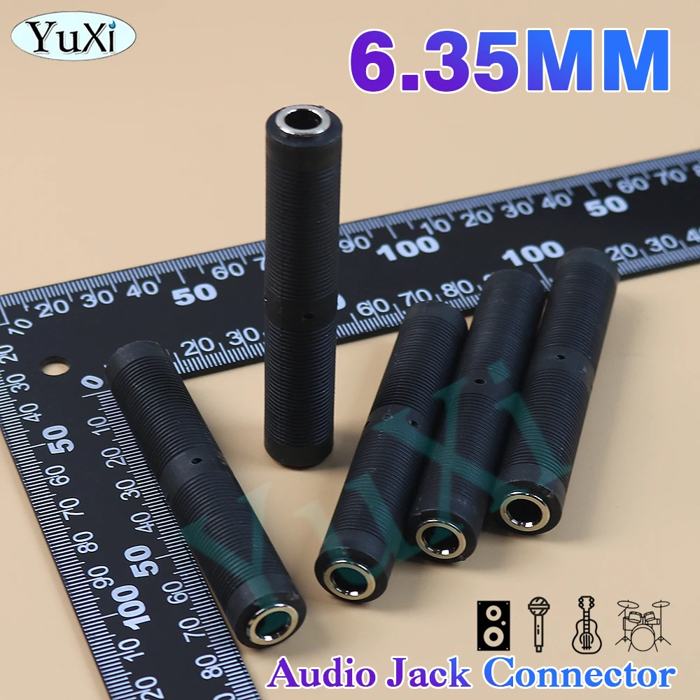 

1Pc Microphone Audio Cable Extender Connector 6.35 MM Jack Female To 6.35mm Female Audio Jack Plug Adapter