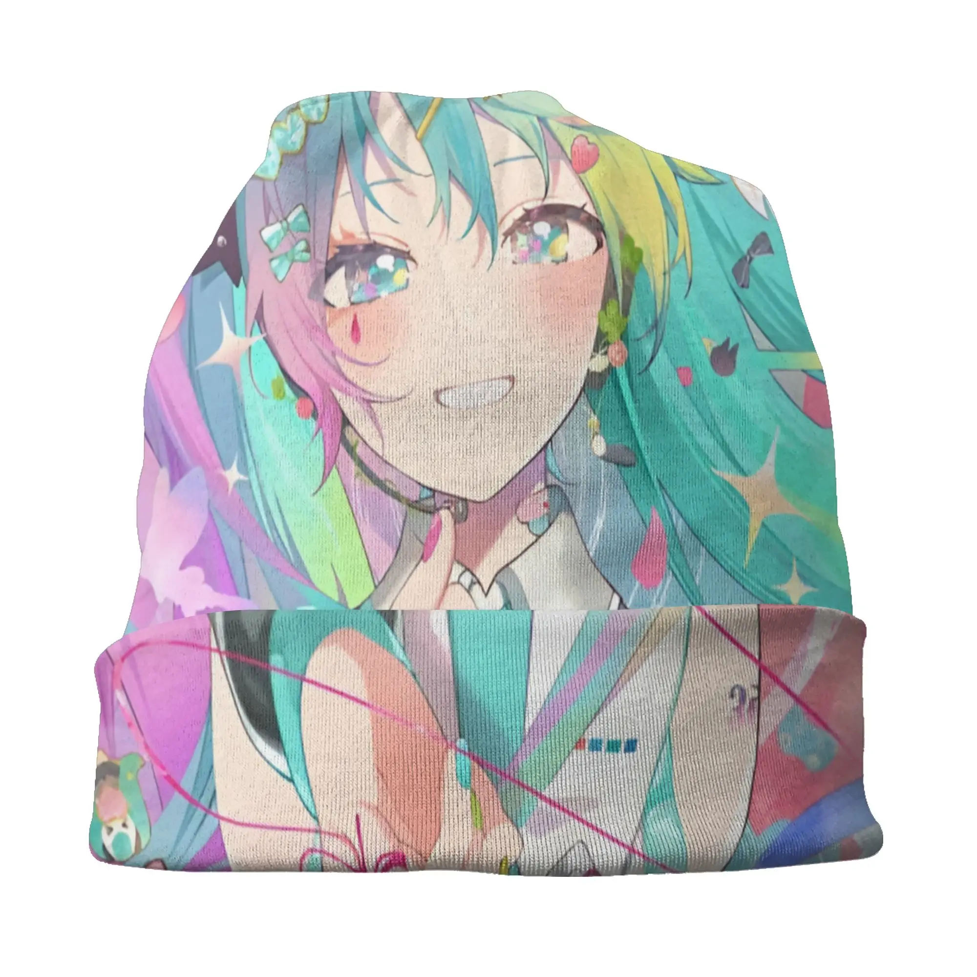 Hatsuned Mikues Cartoon Bonnet Hats  Cool Knitting Hat For Women Men Warm Winter Voice Anime Skullies Beanies Caps