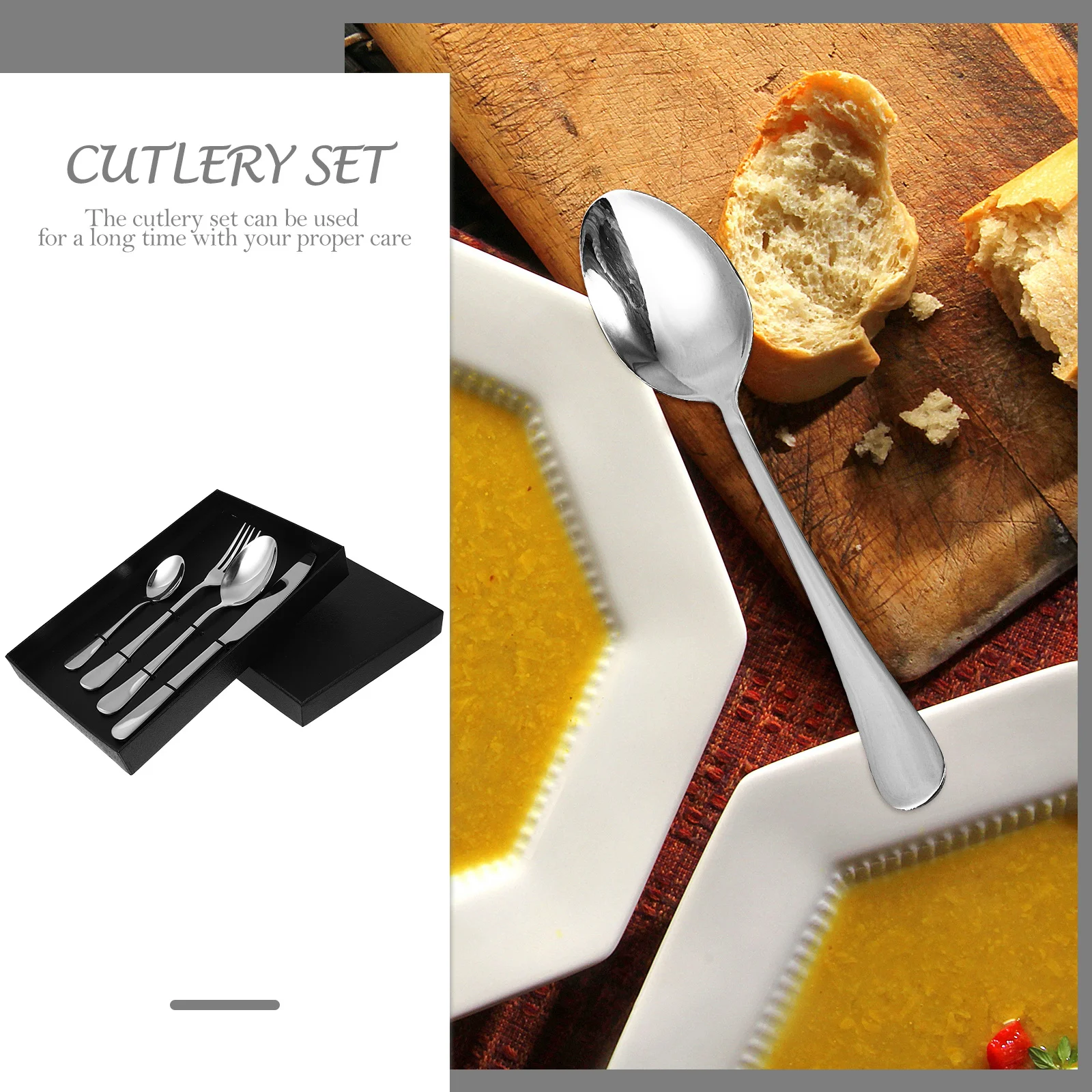 

4pcs Stainless Steel Cutlery Set Thick Dinnerware Tableware Set For Daily Use Camping Party Gift Fork Spoon Knife