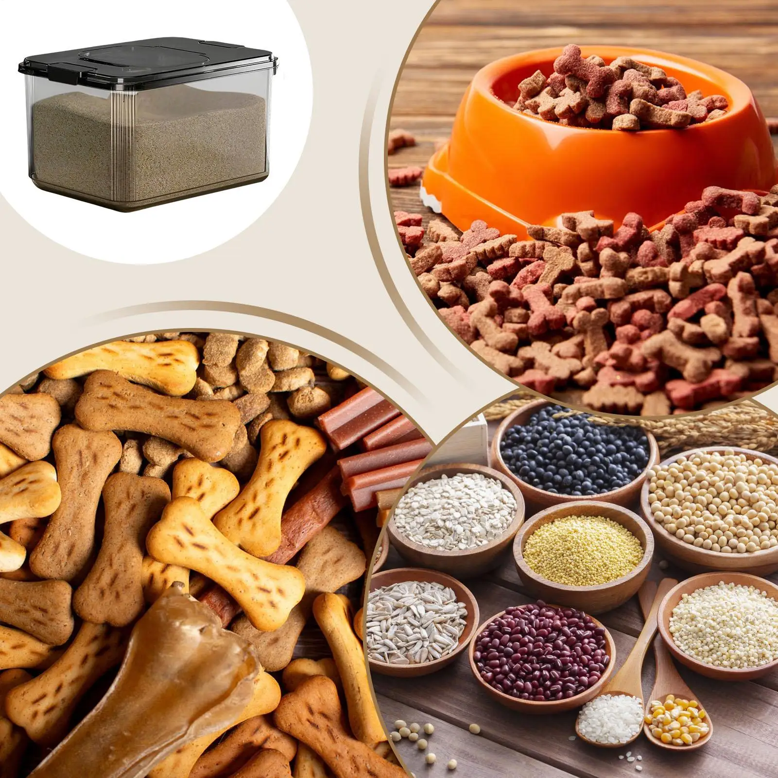 

Герметичный контейнер для корма для собак, штабелируемое ведро для корма, бочки для хлопьев для кладовой, кемпинга, кормления домашних животных, фермерский дом