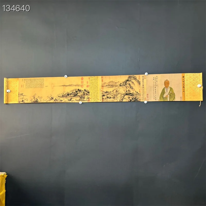 Chinese Old Long  Scroll Painting Paper Huang Gongwang's Fushan Spring Residence