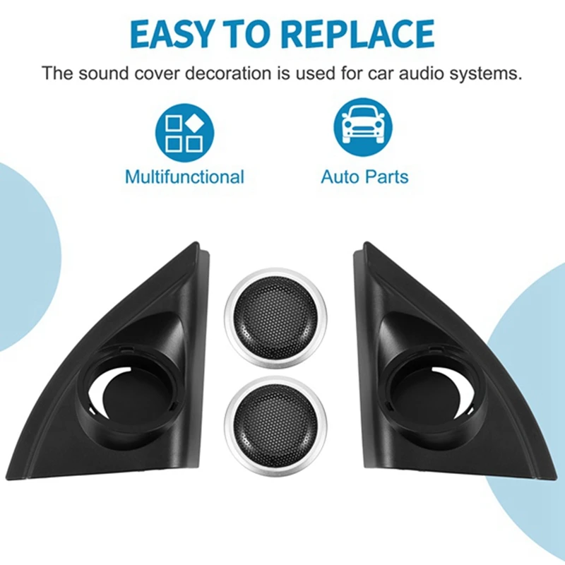 Car Door Panel Audio Horn Cover Tweeter Triple-Cornered Speaker Loudspeaker Cover Trim For Toyota Vios Yaris 2013-2019