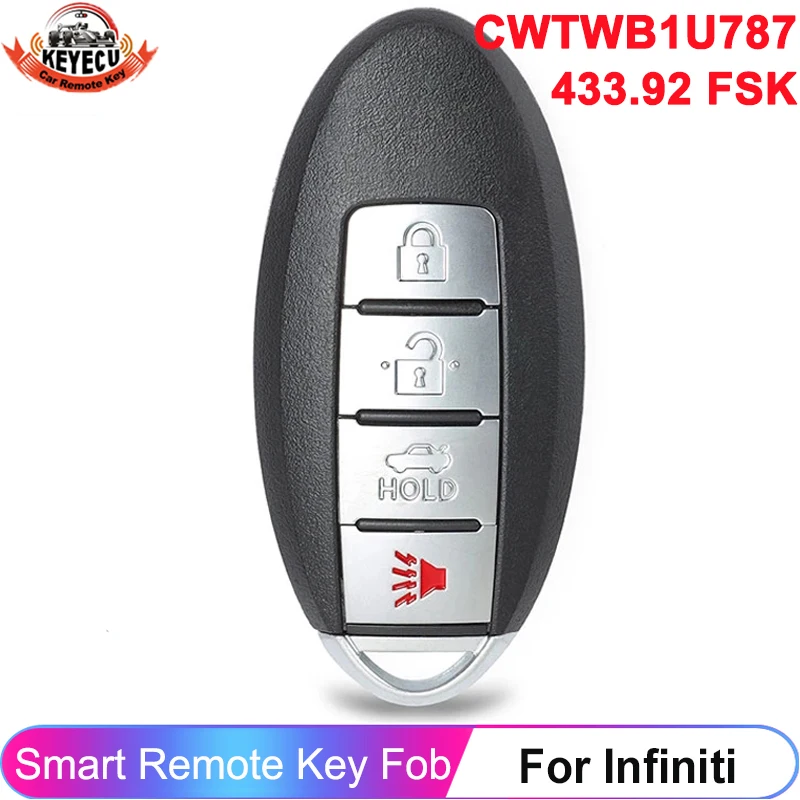 

KEYECU CWTWB1U787 433.92MHz For Nisan Armada Infiniti Sentra M35 Q70 QX70 M37 M56 ID46 CHIP Proximity Car Remote Control Key Fob