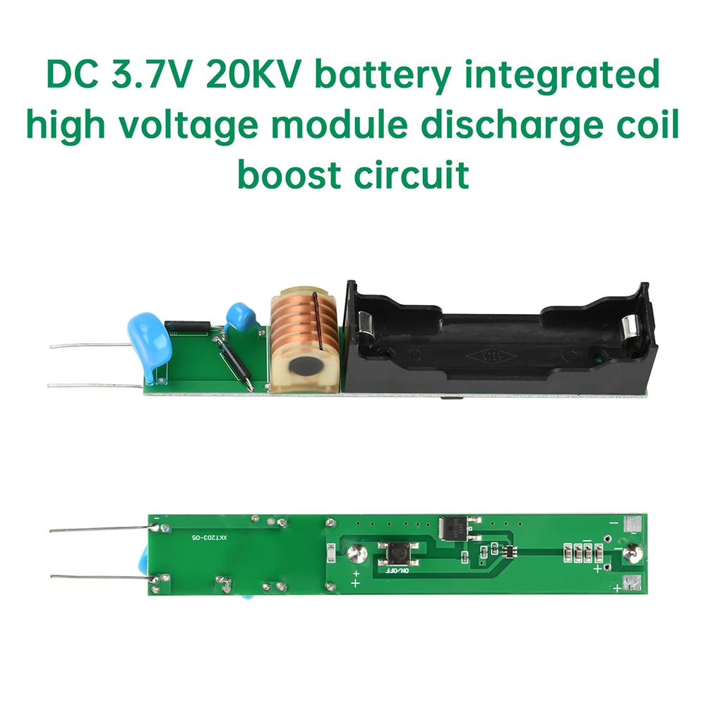 Módulo de alta tensão integrado de bateria dc3.7v 20kv, bobina de descarga, gerador de arco de circuito de impulso, fonte de alimentação de bateria de lítio 18650
