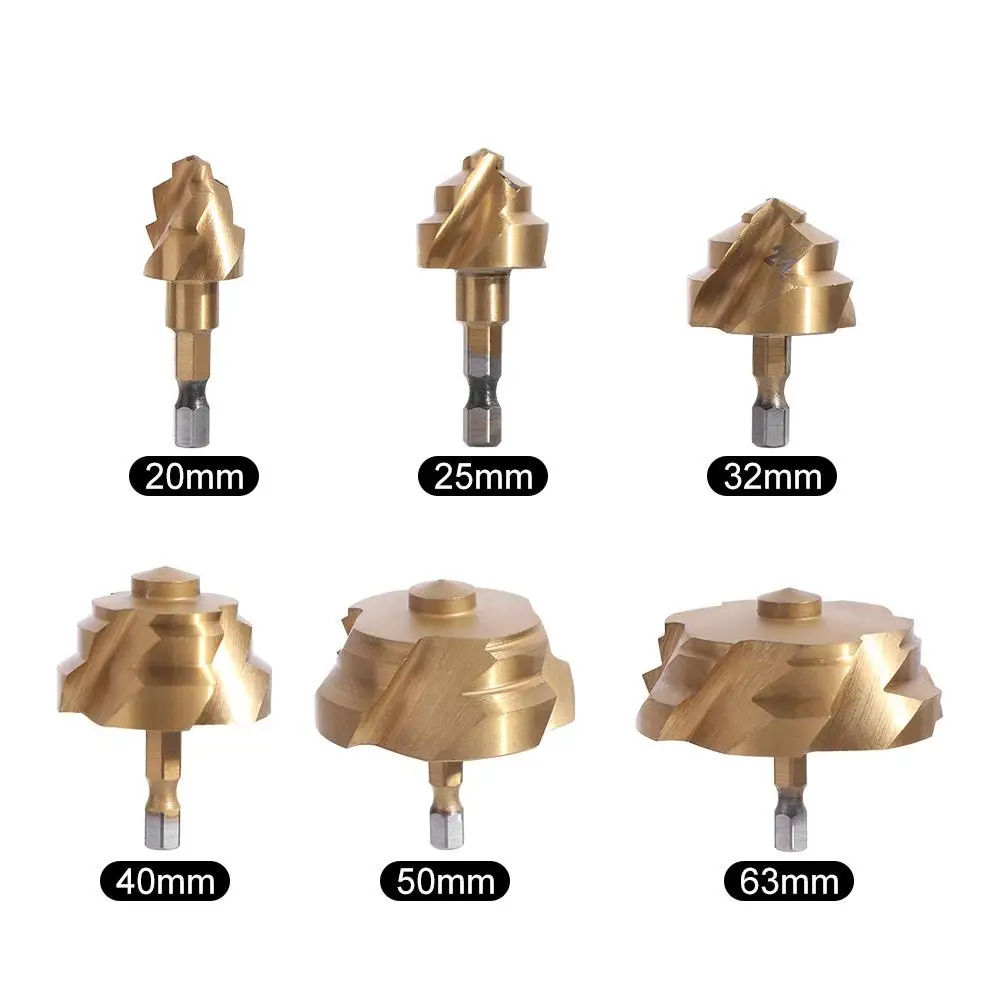 

6 шт., подъемное сверло из PPR с шестигранным хвостовиком, 20/25/32/40/50/63 мм, износостойкое ступенчатое сверло для водопроводных труб, пробивание, высокая точность