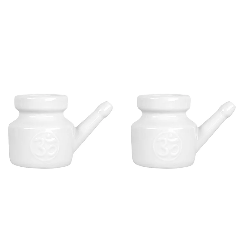 AA20-2X 350Ml  Neti Pot Nose Cleaning Pot Durable Leakproof Spout Pot For Nasal Rinsing Nose Washing Men Women, White