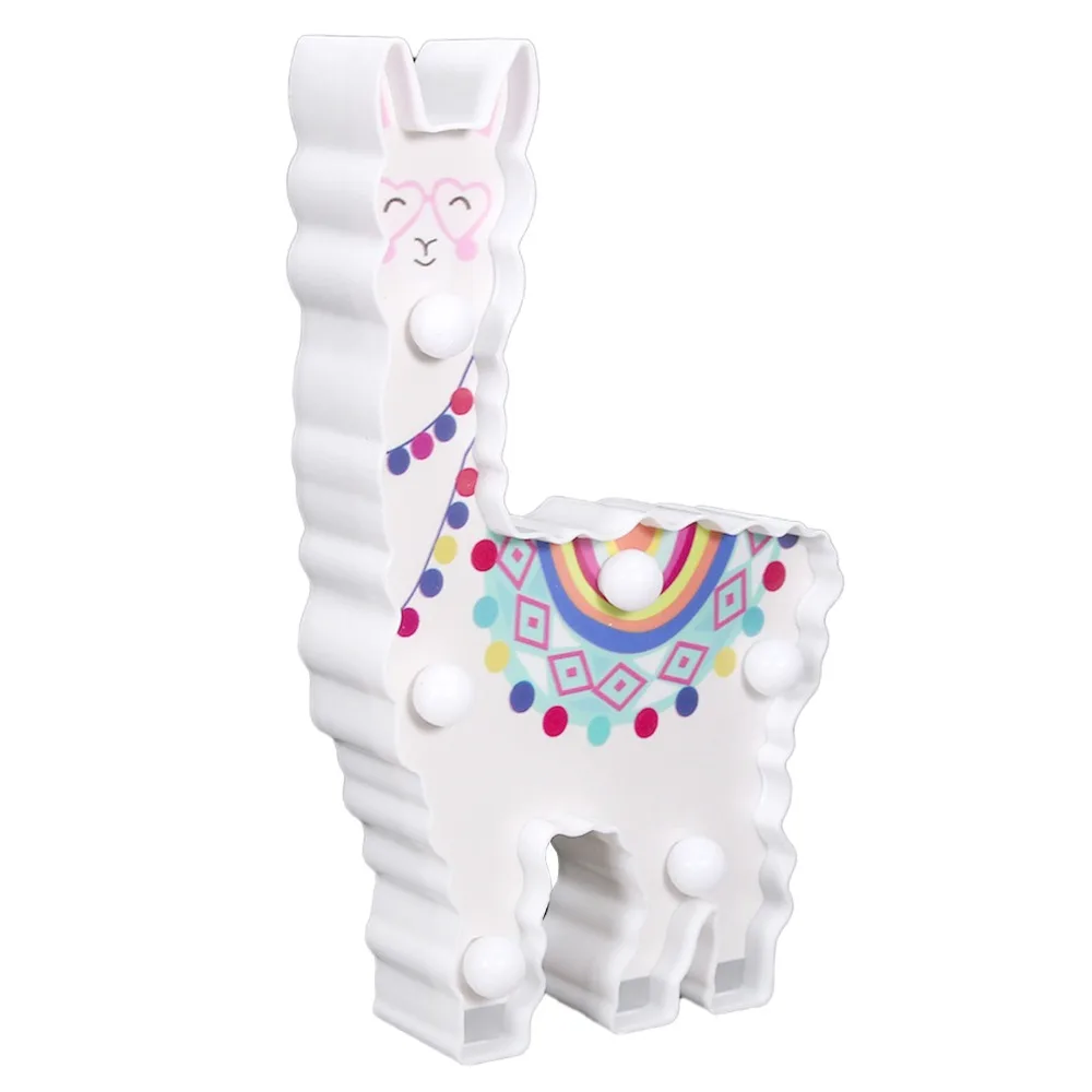 Cute 6 LED LED Night Light Battery Powered Animal Shape Night Lamp Warm White Painted Llama Night Light Party