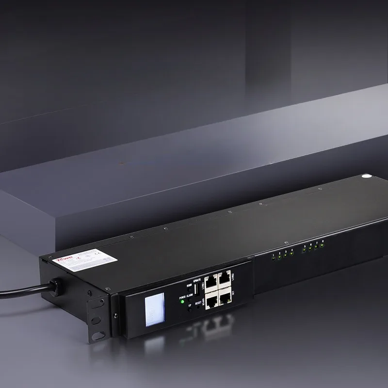 Smart PDU cabinet socket IP network 8-bit 10A per channel detection + control + alarm temperature and humidity