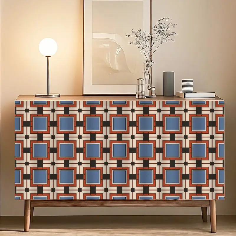 VIKAMA Retro French Geometric Cabinet Covering Curtain Dustproof Tableside Cabinet Partition Covering Cloth Home Decoration