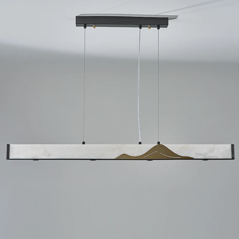 

Luxury Natural Stone Lamp Ceiling Hanging Light Restaurant Living Room Office bar Cafe Alabaster Long Strip Chandelier
