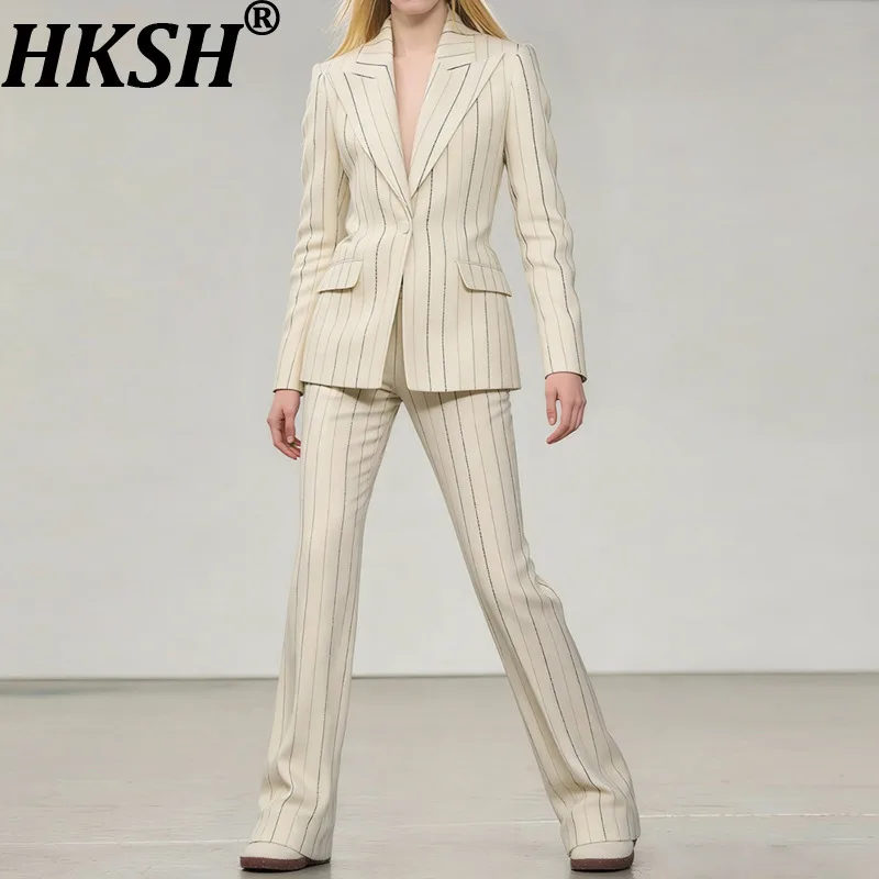 HKSH خريف شتاء جديد إمرأة قطعتين دعوى مجموعة مخطط زر واحد المخلوطة السترة مضيئة السراويل أنيقة موضة أنيقة HK16866 #1