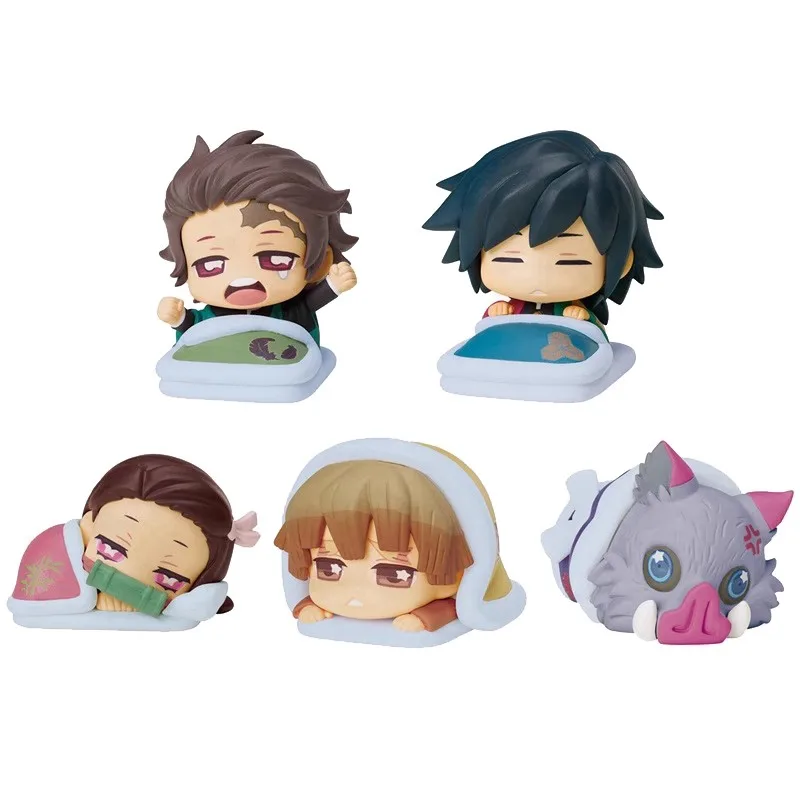 Stasto Original 5 szt. Gashapon Demon Slayer Figurki Anime Kamado Nezuko Zabawki dla Dzieci Prezent Kolekcjonerski Model Ozdoby