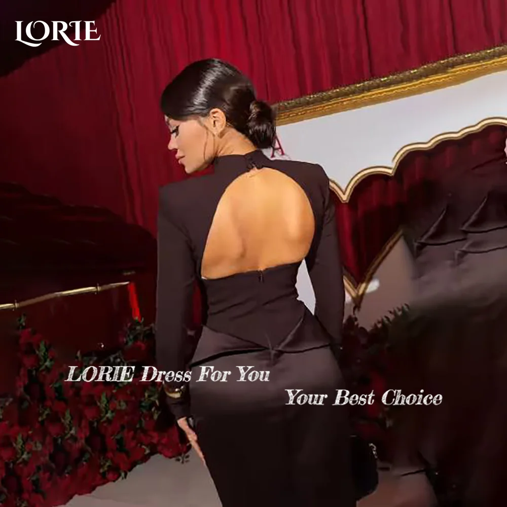 LORIE High Collar Evening Dress Ruch Long Sleeve Floor Length Princess Prom Dresses Pleats Illsion Arabia Party Gown Customized
