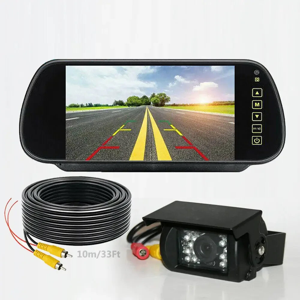 Auto LKW RV 7" Touchscreen Spiegel Monitor Nachtsicht Rückfahrkamera 12-24V für Auto LKW Van Anhänger Caravam