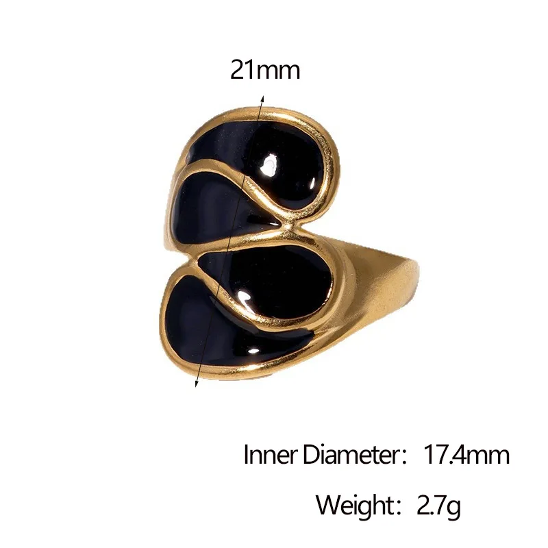 Fashionable Red Oil Dripping Wide Ring Unisex Clothing Matching With Jewelry Stainless Steel Does Not Fade Open Rings