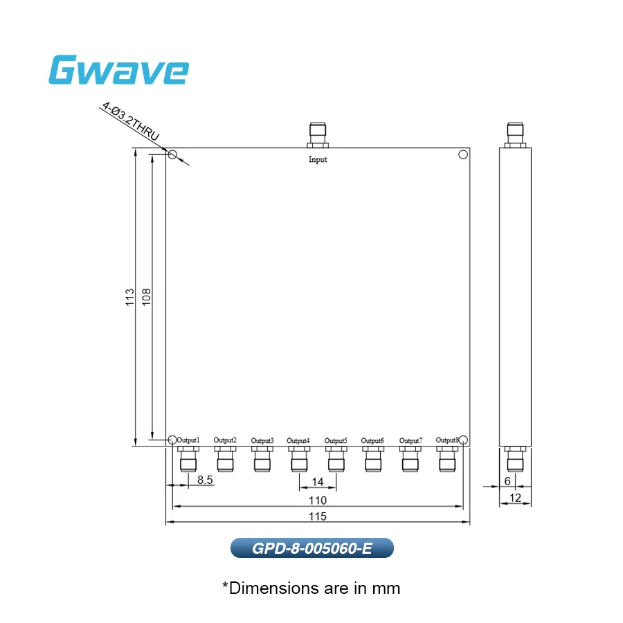 8-Way for SMA Power Divider for Telecom 0.5 GHz to 6 GHz 30 Watt Rated From the Original Title