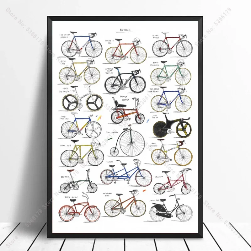

NT607 Oil Painting Patent Hot A Collection Of Bicycles Cycling Gift Poster Print Wall Art Canvas Picture Living Home Room Decor
