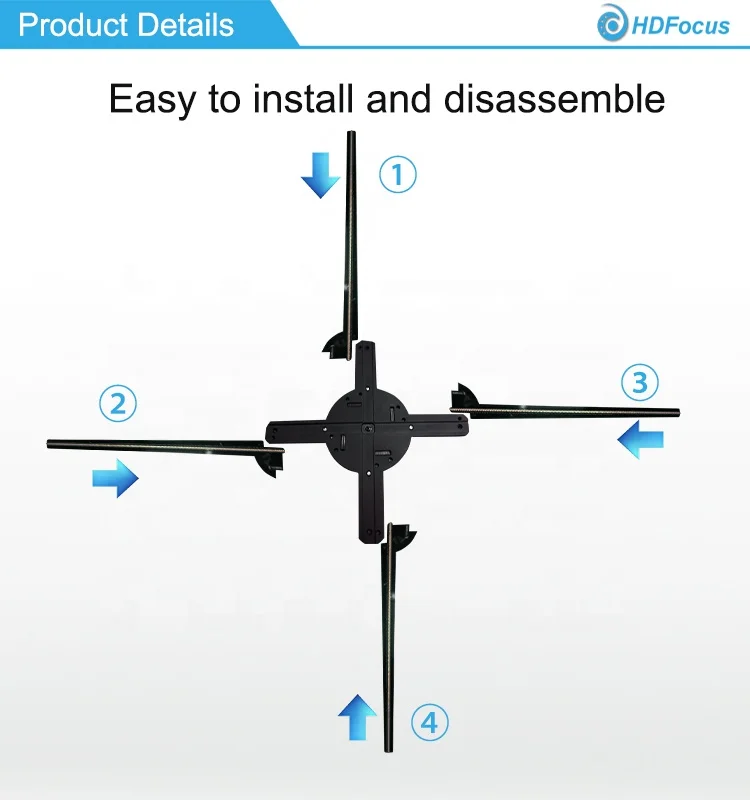 Promotionele 100 cm RohS Fans Big Hologram Display Reclameruitrusting